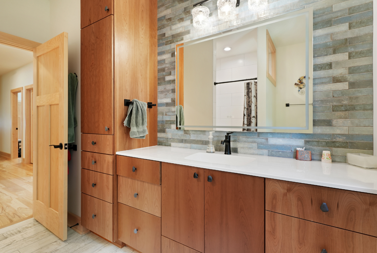Bathroom cabinets by Milwaukee home builder
