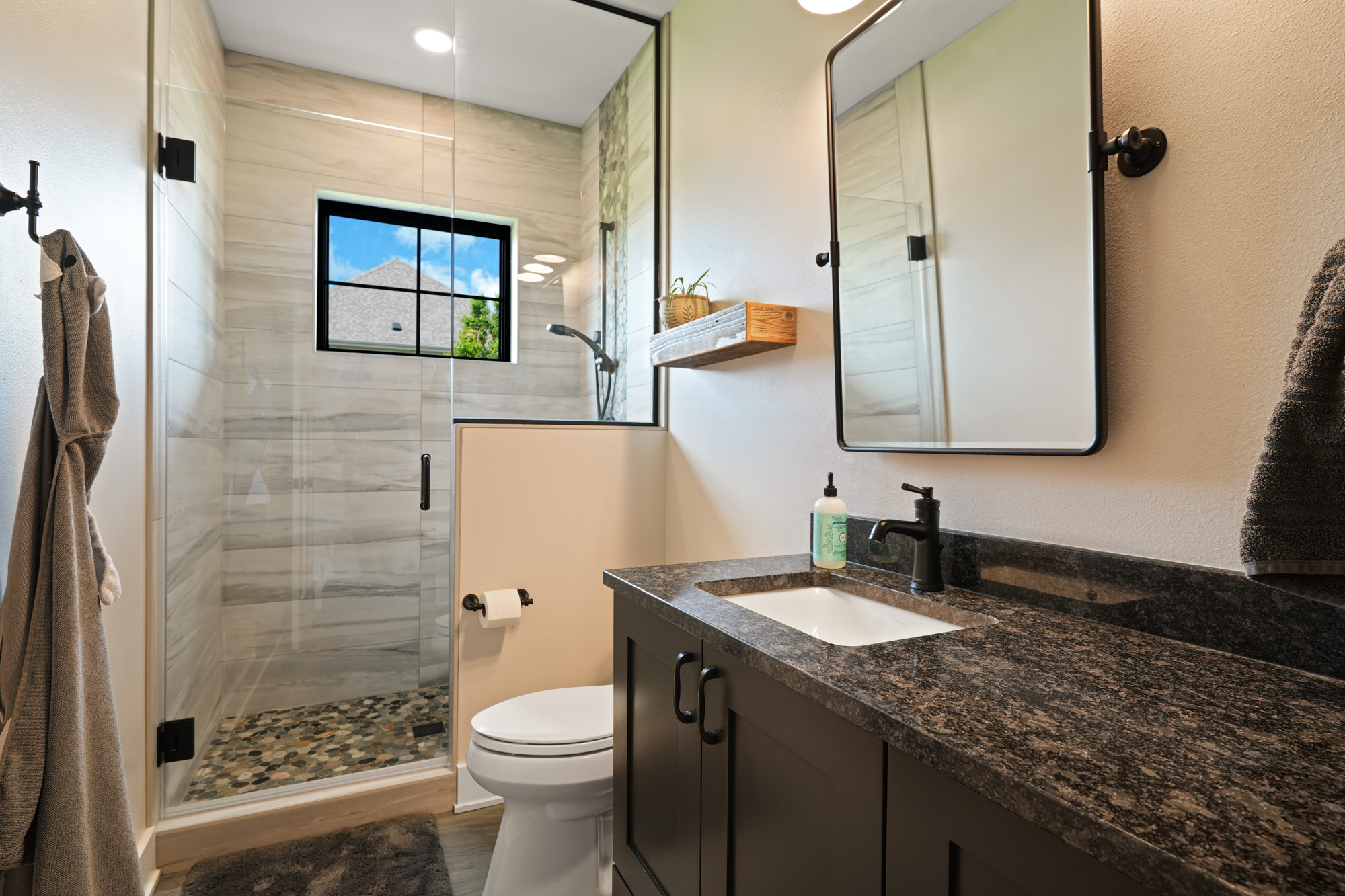 the bathroom of a luxury home built in waukesha wi by redleaf homes